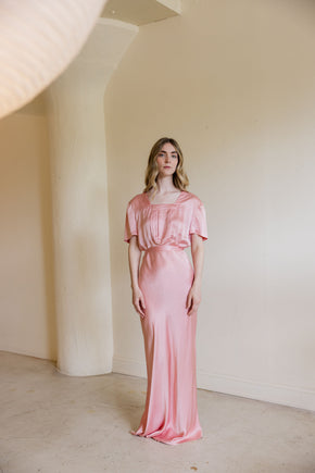 1930s sorbet satin floor length nightgown