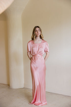 1930s sorbet satin floor length nightgown