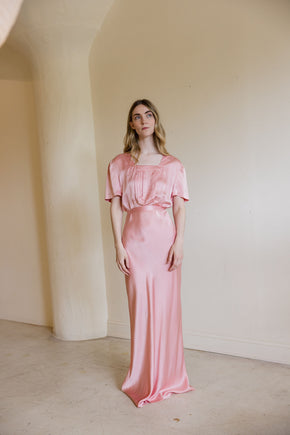 1930s sorbet satin floor length nightgown