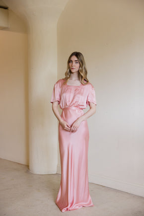 1930s sorbet satin floor length nightgown