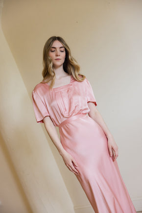 1930s sorbet satin floor length nightgown