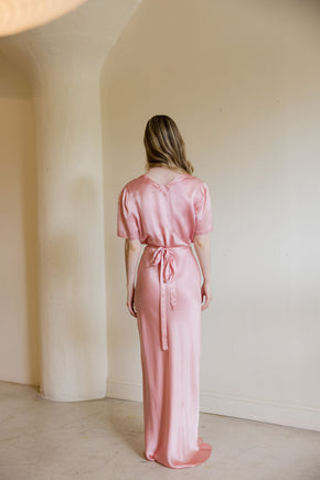 1930s sorbet satin floor length nightgown