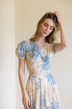 1930s silk fern print dress