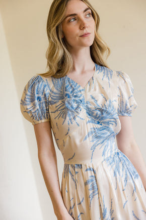1930s silk fern print dress