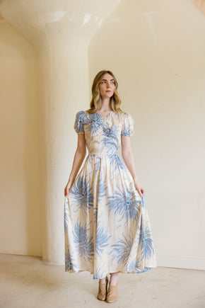 1930s silk fern print dress
