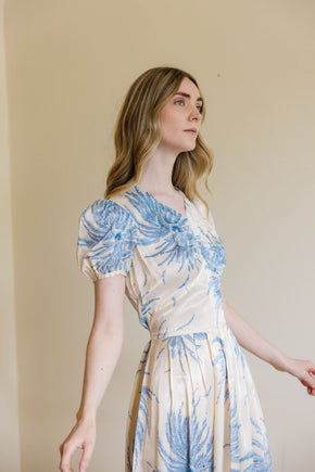 1930s silk fern print dress