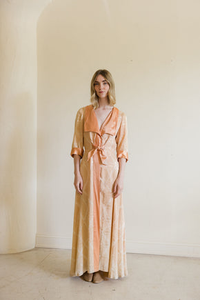 1930s damask silk satin dressing gown
