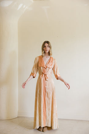 1930s damask silk satin dressing gown