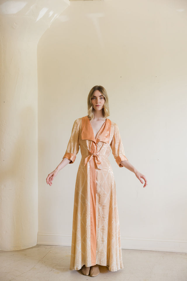 1930s damask silk satin dressing gown