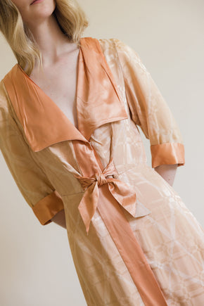 1930s damask silk satin dressing gown