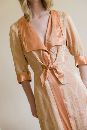 1930s damask silk satin dressing gown