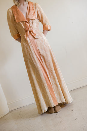 1930s damask silk satin dressing gown