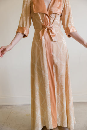 1930s damask silk satin dressing gown