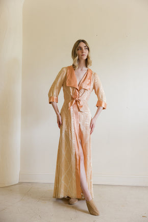1930s damask silk satin dressing gown