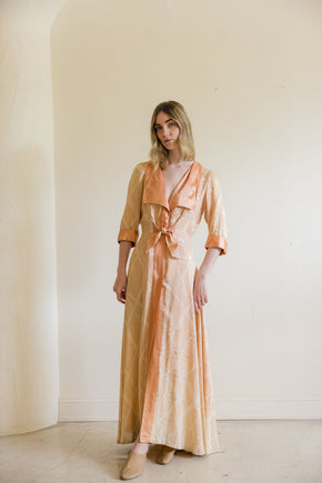 1930s damask silk satin dressing gown