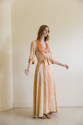 1930s damask silk satin dressing gown
