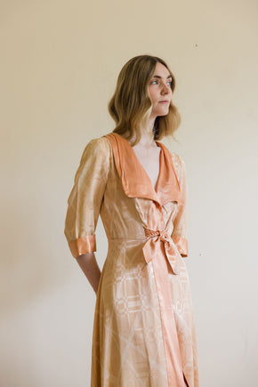 1930s damask silk satin dressing gown