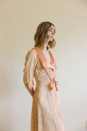 1930s damask silk satin dressing gown