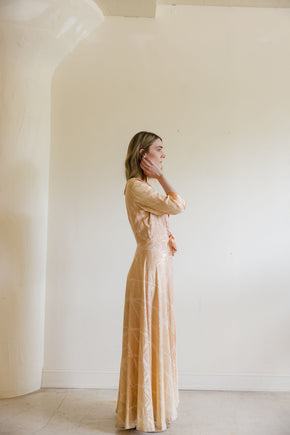 1930s damask silk satin dressing gown