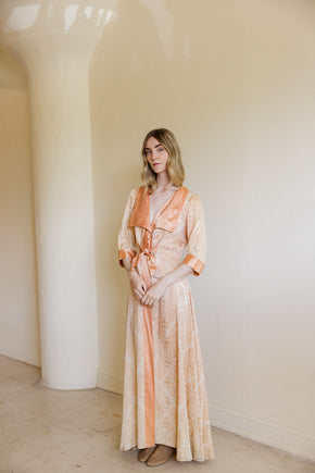 1930s damask silk satin dressing gown
