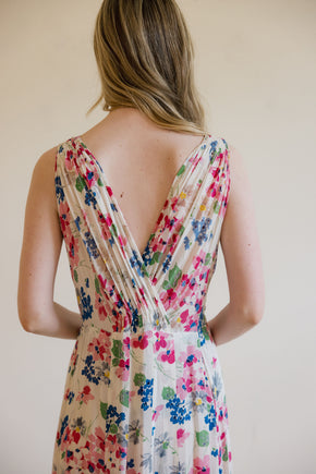 1930s floral chiffon art deco gown