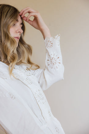 Antique 1910 linen eyelet gown