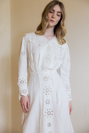 Antique 1910 linen eyelet gown