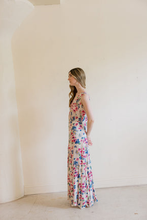 1930s floral chiffon art deco gown