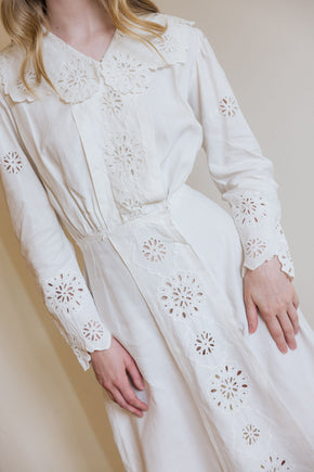 Antique 1910 linen eyelet gown