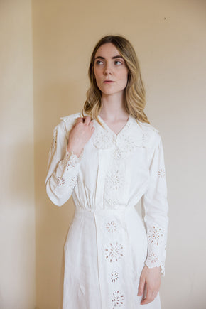 Antique 1910 linen eyelet gown