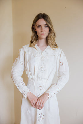 Antique 1910 linen eyelet gown
