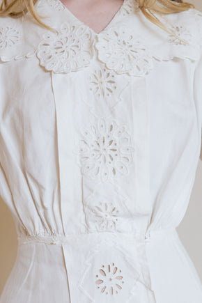 Antique 1910 linen eyelet gown