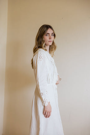 Antique 1910 linen eyelet gown