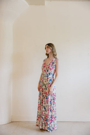 1930s floral chiffon art deco gown
