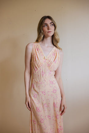 1930s floral printed silk nightgown