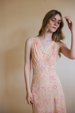1930s floral printed silk nightgown