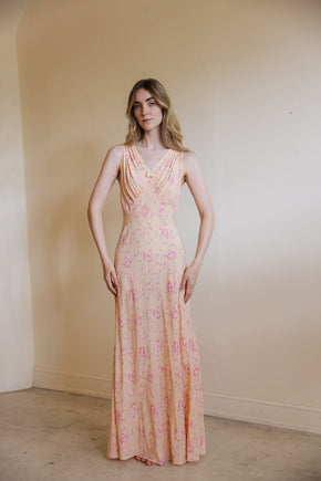 1930s floral printed silk nightgown