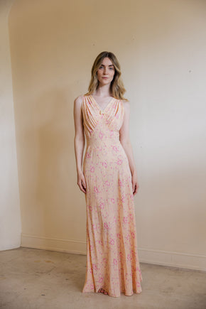 1930s floral printed silk nightgown