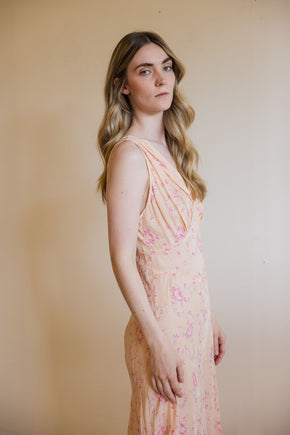 1930s floral printed silk nightgown