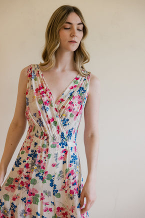 1930s floral chiffon art deco gown