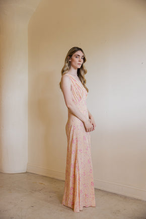 1930s floral printed silk nightgown
