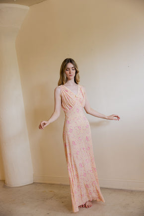 1930s floral printed silk nightgown