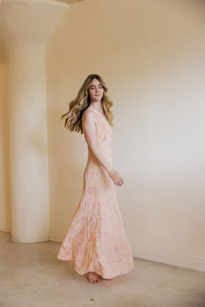 1930s floral printed silk nightgown