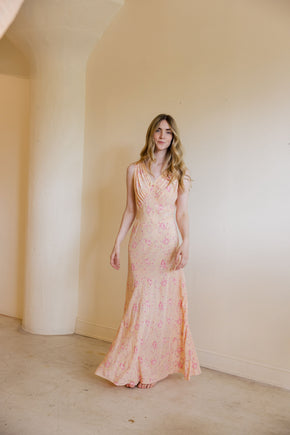 1930s floral printed silk nightgown