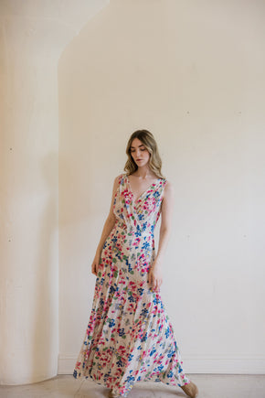 1930s floral chiffon art deco gown