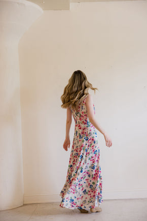 1930s floral chiffon art deco gown