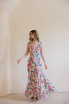 1930s floral chiffon art deco gown