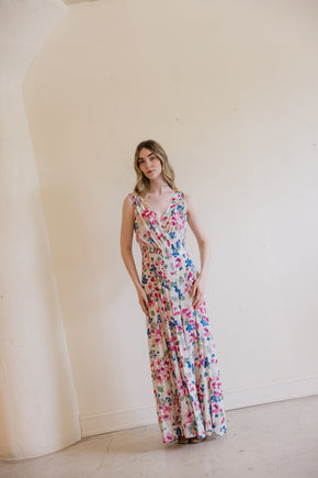 1930s floral chiffon art deco gown