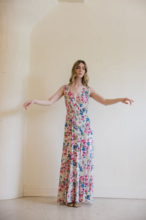 1930s floral chiffon art deco gown