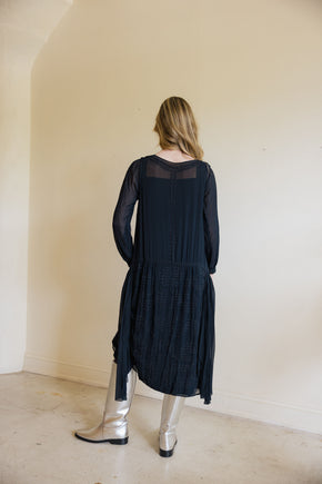 1920s silk Crepe beaded split sleeve gown
